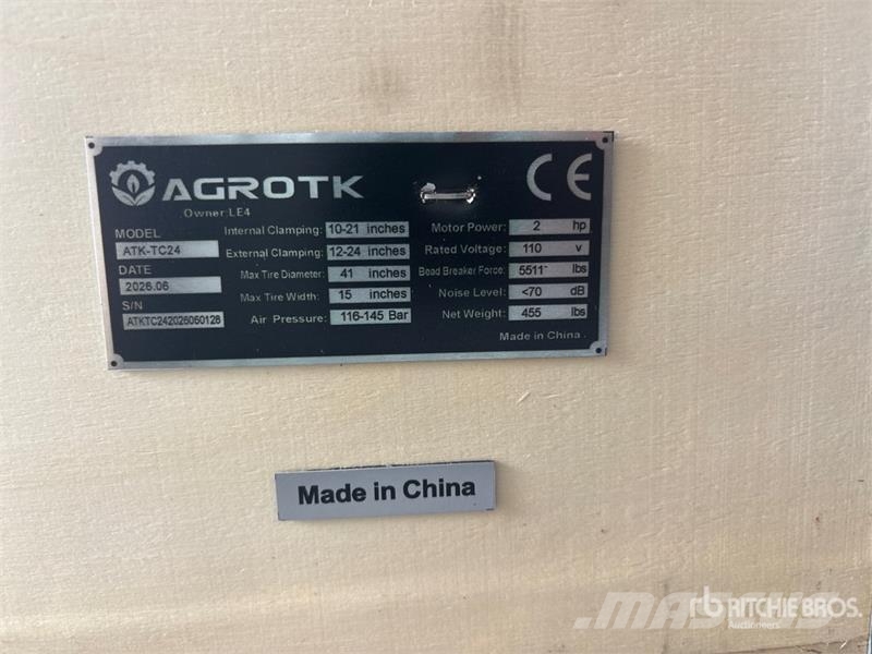 AGT ATK-TC24 Tire Changer (Unused) Otros