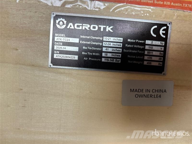 AGT ATK-TC24 Tire Changer (Unused) Construction - Others