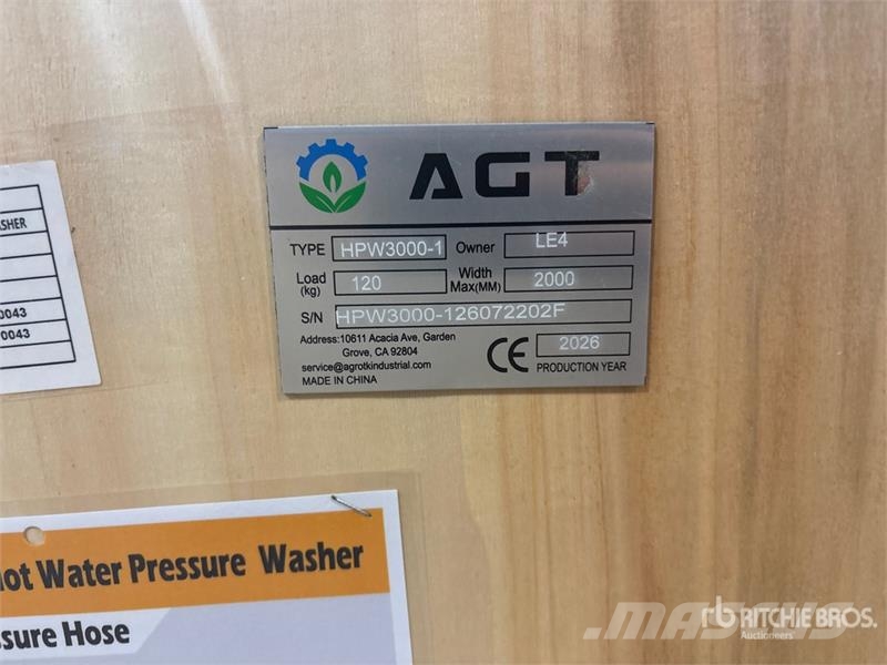 AGT HPW3000-1 Pressure Washer (Unused) Lavadoras de alta pressão leves