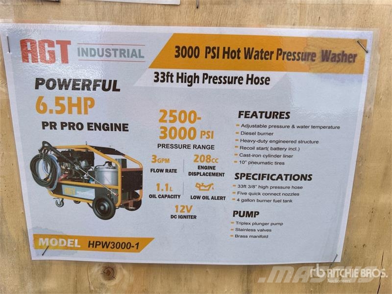 AGT HPW3000-1 Pressure Washer (Unused) Lagedrukreinigers