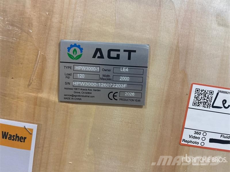 AGT HPW3000-1 Pressure Washer (Unused) Lavadoras de alta pressão leves