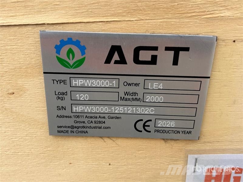 AGT HPW3000-1 Pressure Washer (Unused) Lagedrukreinigers