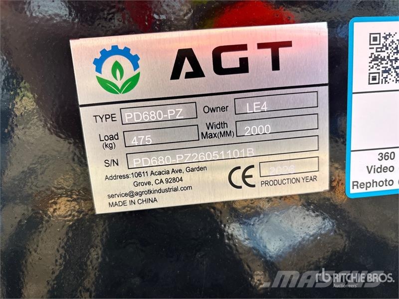 AGT PD680-PZ Skid Steer Post Driver (Unused) Fencing equipment