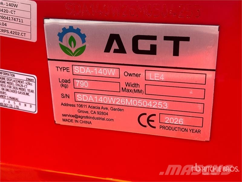 AGT SDA140W Wheel Loader (Unused) Pale gommate