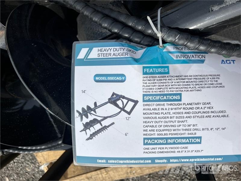 AGT SSECAG-Y 14 in 12 and 6 in Skid Steer Auger (Unuse مثاقيب