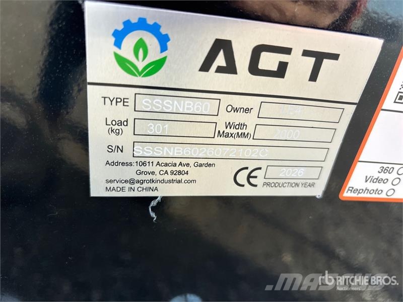 AGT SSSNB60 68 in Skid Steer Snowblower (Unused) قاذفات الجليد