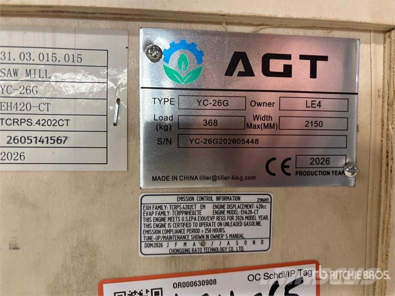 AGT YC-26G Portable Sawmill (Unused) 锯木机械