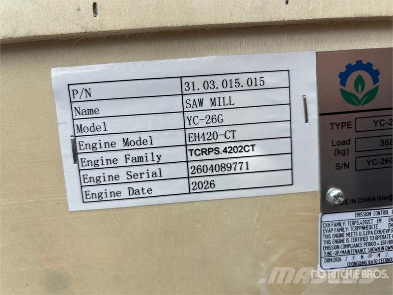 AGT YC-26G Portable Sawmill (Unused) Zaagmachines