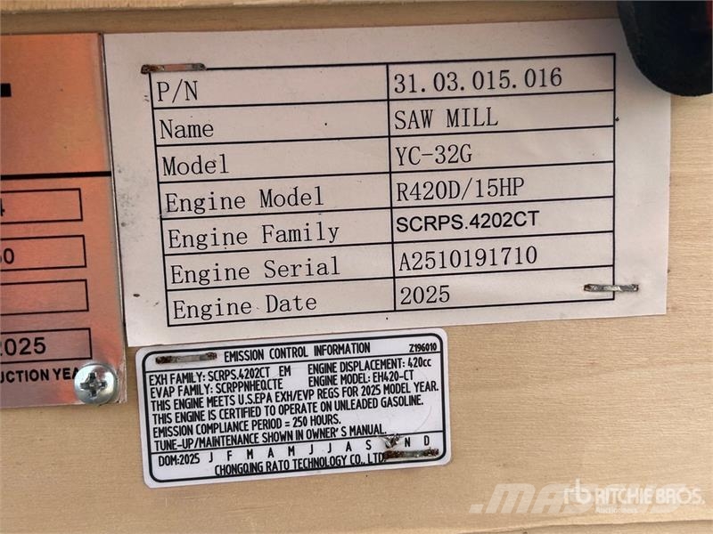 AGT YC-32G Stationary Sawmill (Unused) 林業其他機械設備