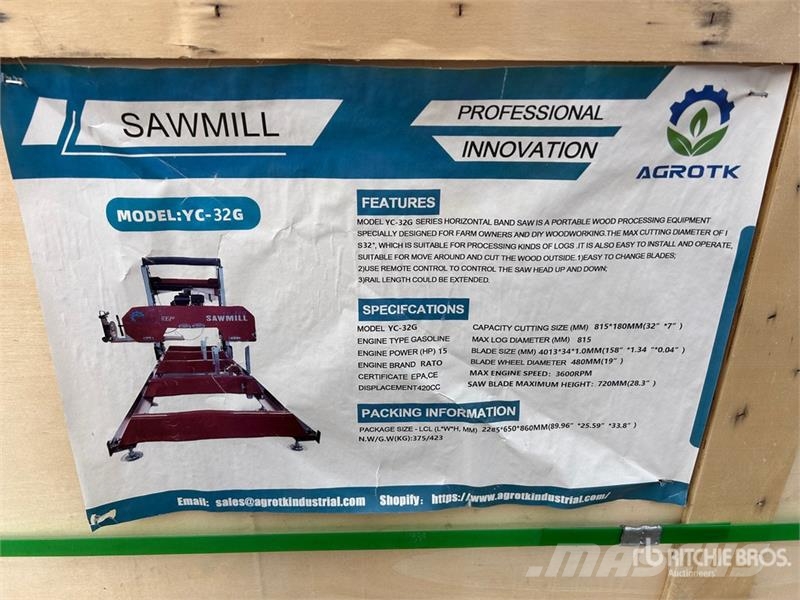 AGT YC-32G Stationary Sawmill (Unused) 林業其他機械設備