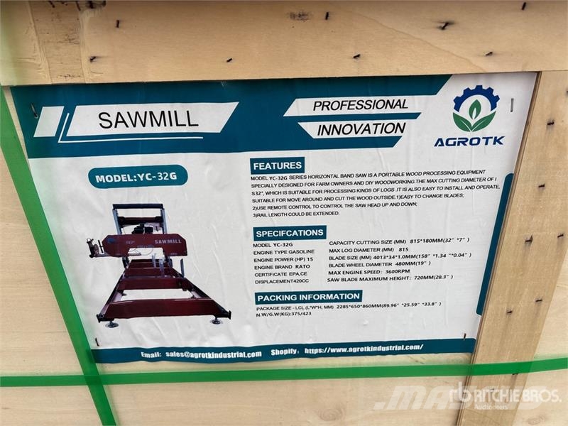 AGT YC32-G Skid-Mounted Portable Sawmill (Unused) Segherie