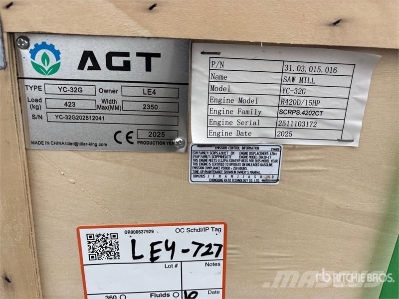 AGT YC32-G Skid-Mounted Portable Sawmill (Unused) Segherie