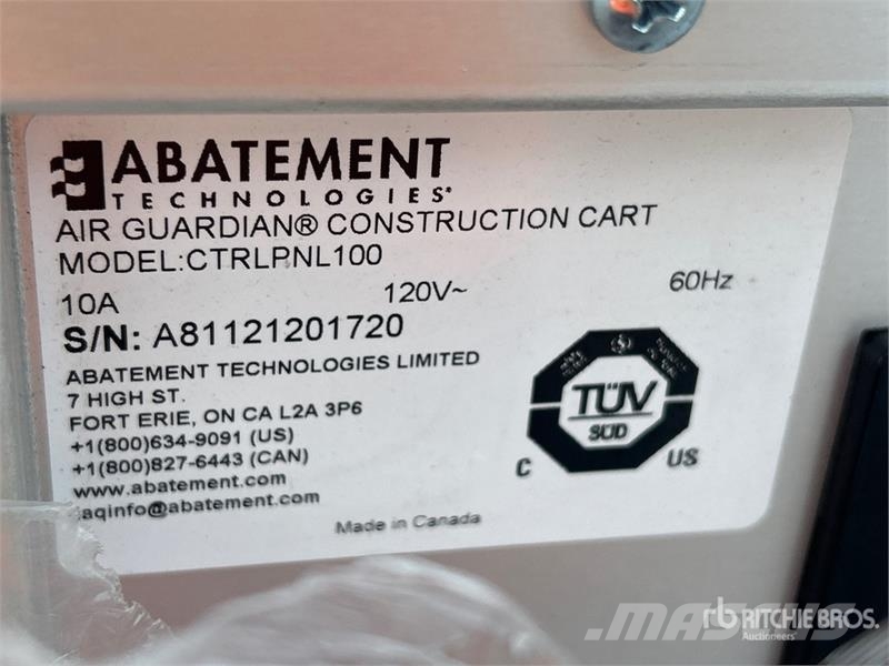 Air Guardian AG8000PAS-RPM Construction Cart Andre komponenter