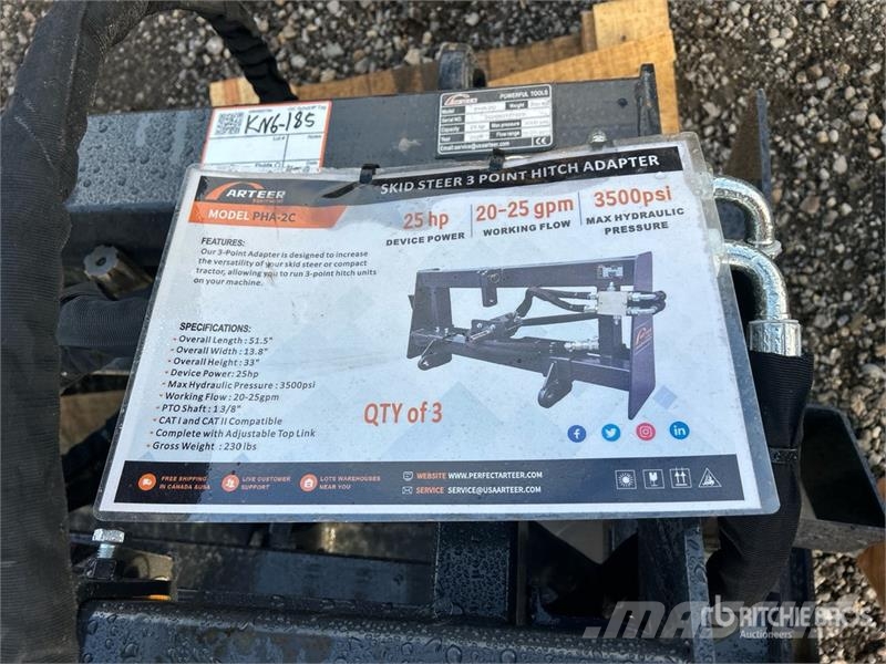 Arteer PHA-2C-3 Skid Steer 3-Point Adapter (Unused) Andre komponenter