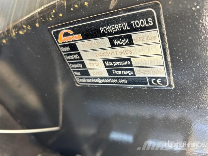 Arteer RT-72W 72 in Skid Steer Tiller (Unused) Herse rotative, rotavator