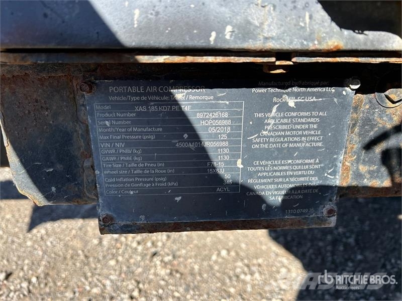 Atlas Copco XAS 185 KD 185 CFM MOBILE Air Compressor Kompresori
