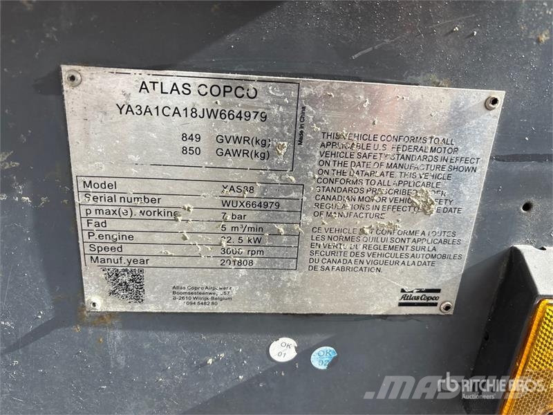 Atlas Copco XAS 88 5 m3/min Mobile Air Compressor مكابس