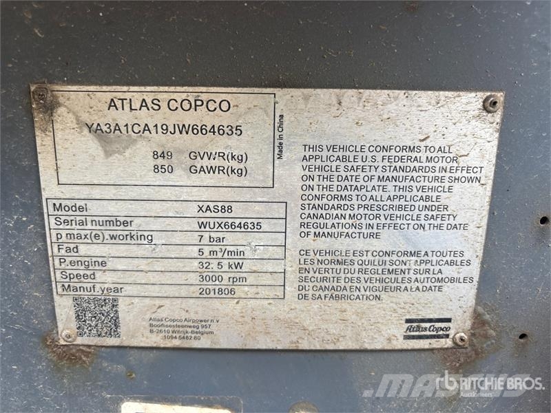 Atlas Copco XAS 88 Mobile Air Compressor Compresseur