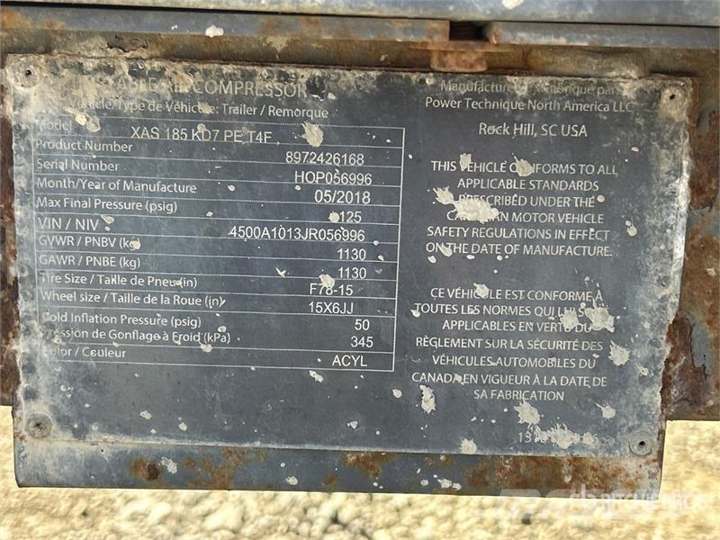 Atlas Copco XAS185 KD7 PE T4F Mobile Air Compressor Kompresszorok