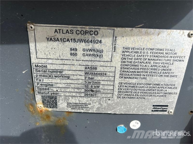 Atlas Copco XAS88 Mobile Air Compressor Kompresszorok
