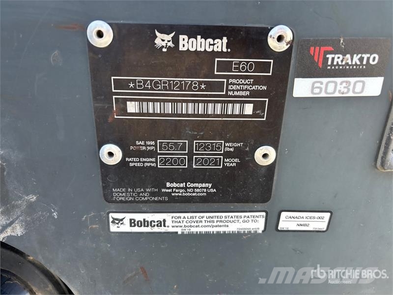 Bobcat E60 Mini Excavator Mini excavators < 7t