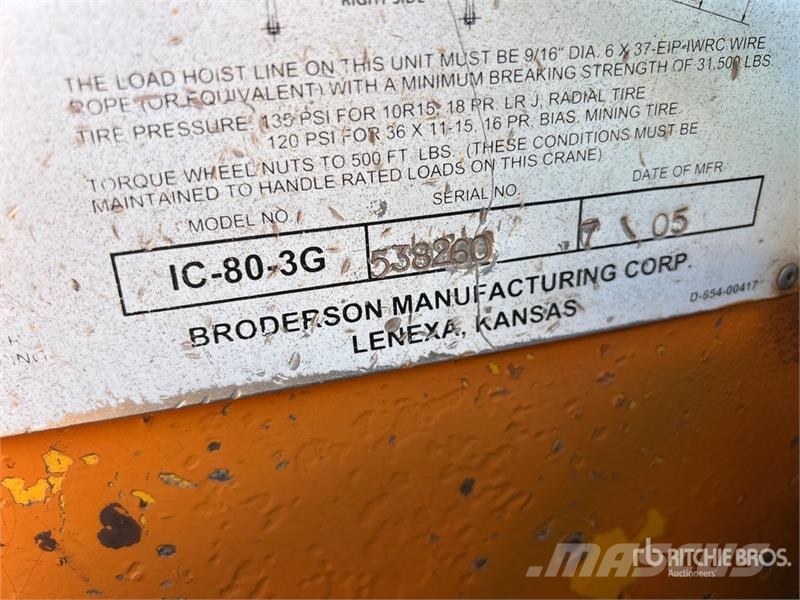 Broderson IC-80-3G 18000 lb 4x4 Carry Deck Crane Otras máquinas de elevación