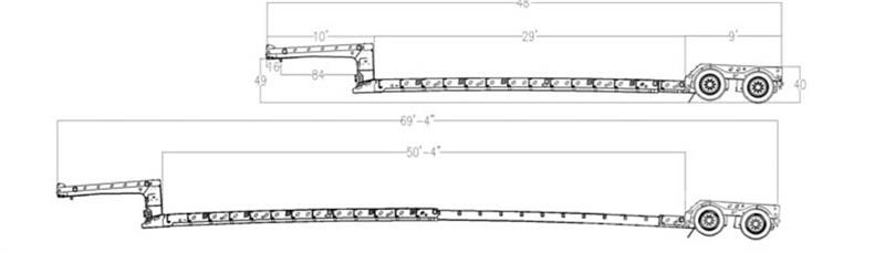 BWS-EZ 35MX2X T/A Extendable Lowboy Trailer Pranchas / Carrega-tudo
