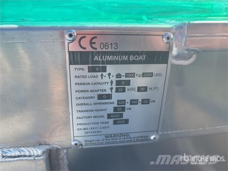 BYT YCFB14 14 ft Aluminum Fishing Boat (Unused) munkacsónakok/uszályok