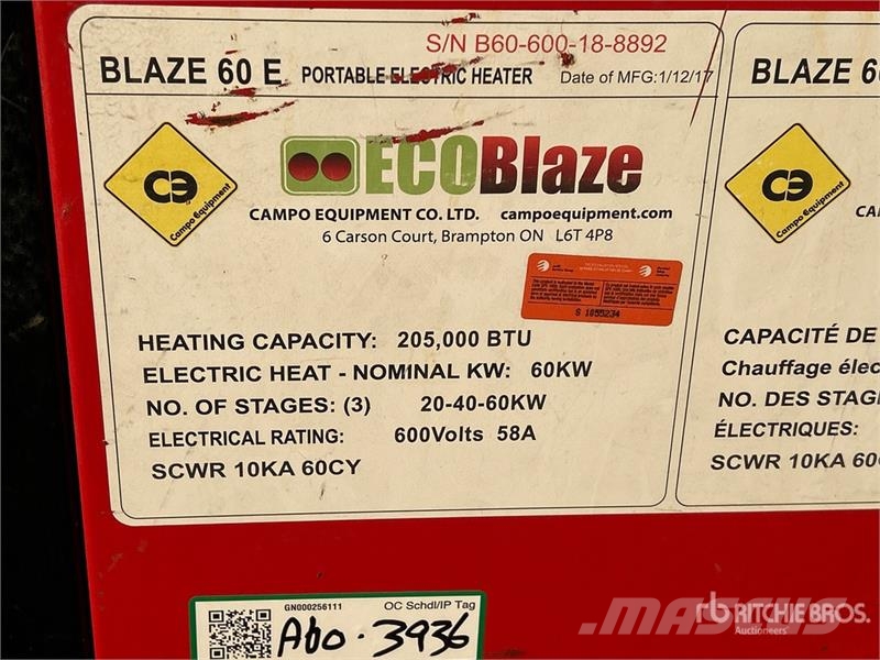 Campo EB60E 205000 BTU Space Heater معدات التسخين والإذابة