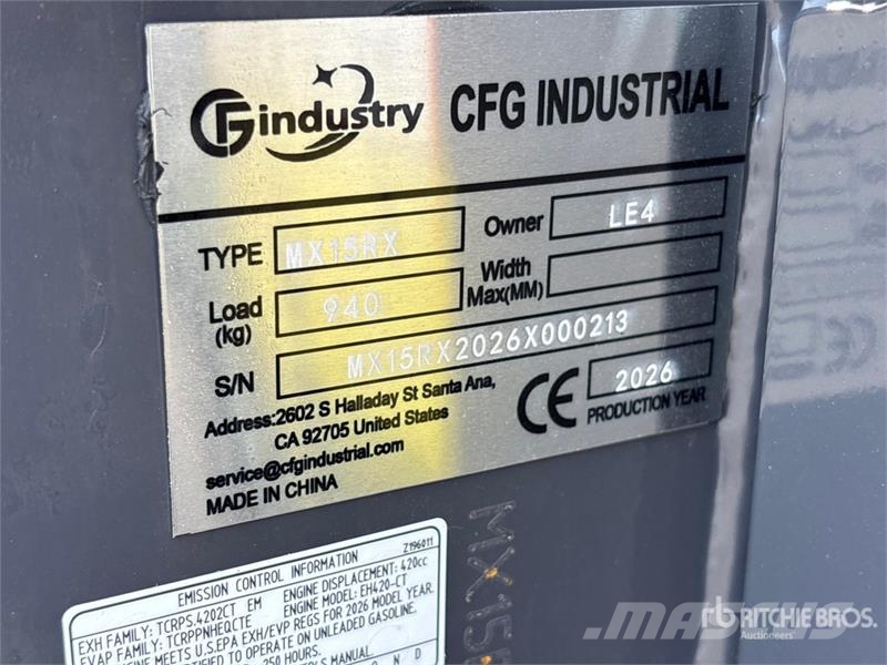 CFG MX15RX Mini Excavator (Unused) 小型挖土機/掘鑿機<7t(小型挖掘機)