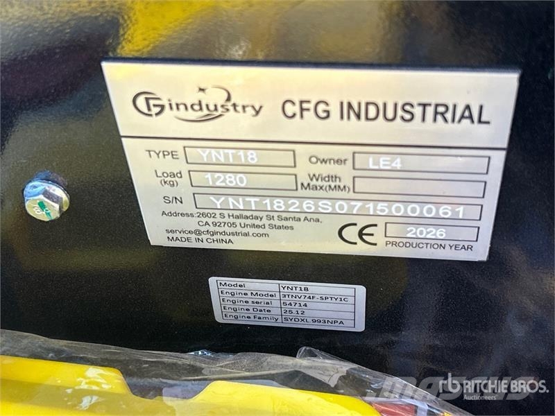 CFG YNT18 Mini Excavator (Unused) Mini excavators < 7t