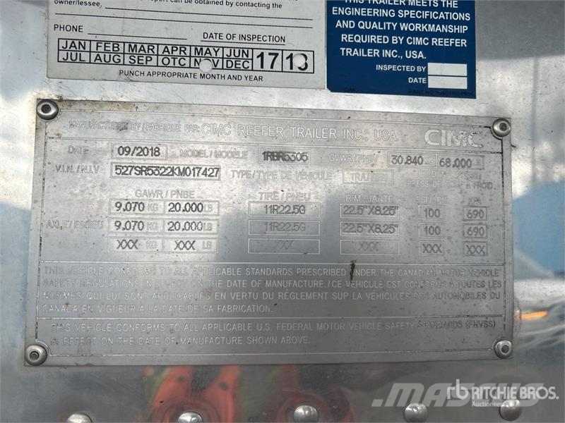 CIMC 53 ft x 102 in T/A Refrigerated Trailer Koel-vries opleggers