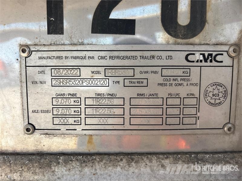 CIMC 53 ft x 102 in T/A Refrigerated Trailer Puspriekabės su izoterminiu kėbulu