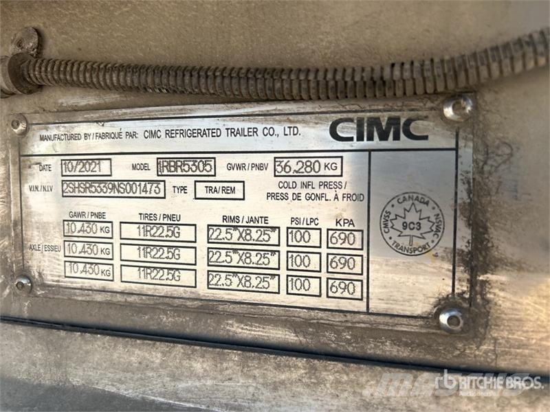 CIMC 53 ft x 102 in T/A Refrigerated Trailer نصف مقطورات بدرجة حرارة قابلة للضبط