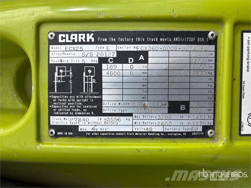 Clark ECX25 4800 lb Electric Forklift Carrelli elevatori elettrici