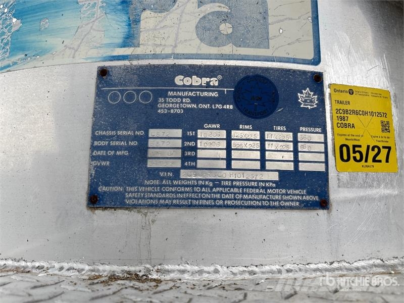 Cobra 27 ft T/A End Dump Trailer Tipphengere