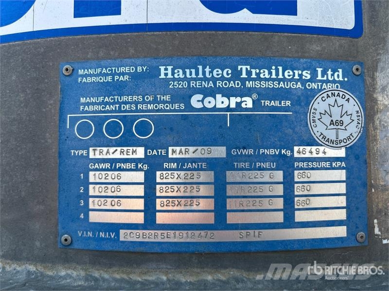 Cobra 33 ft Tri/A End Dump Trailer Bañera