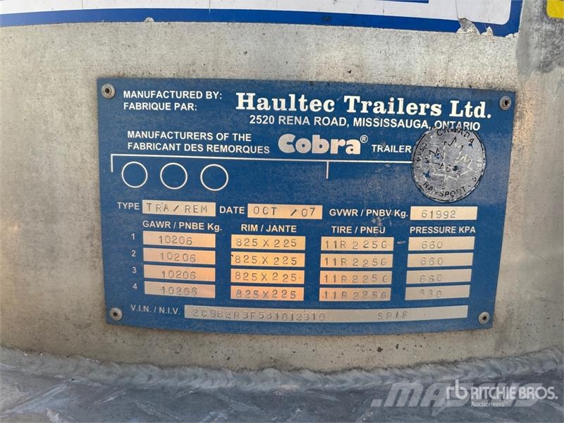 Cobra 44 ft Quad/A End Dump Trailer Kipper
