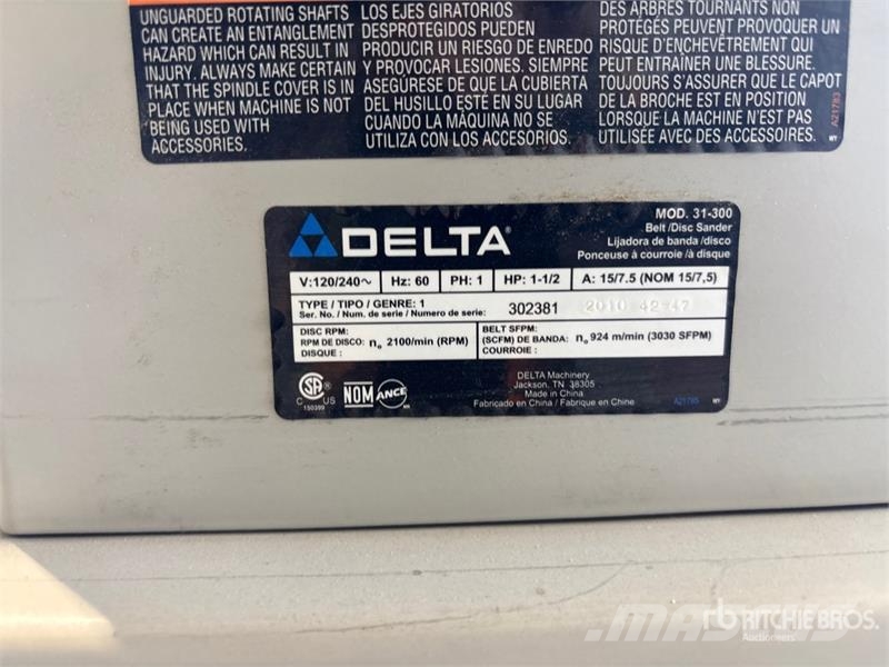 Delta 31-300 Belt/Disc Sander Maszyny budowlane - Inne
