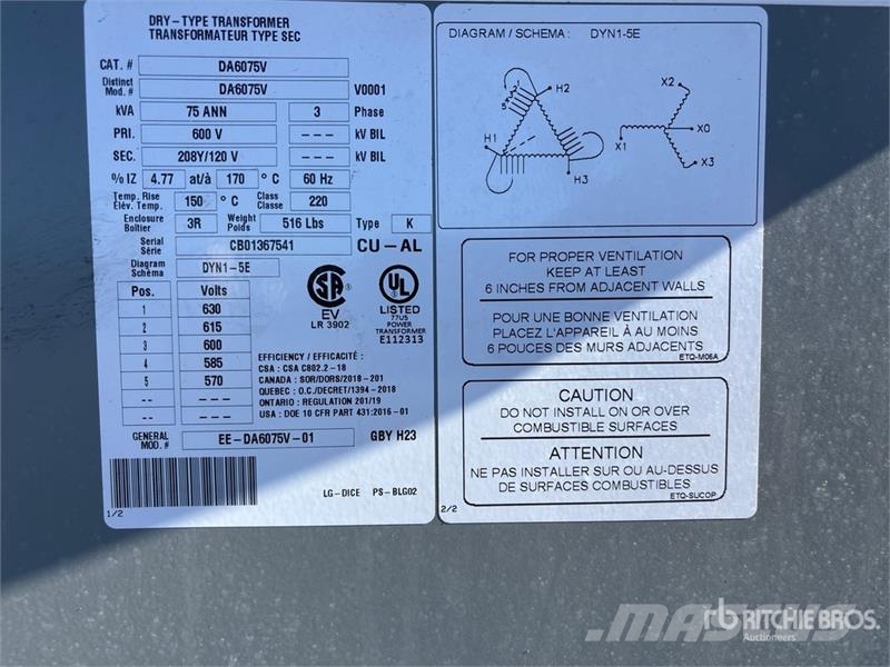 Delta DA6075V 600 V Transformer Ostalo za građevinarstvo