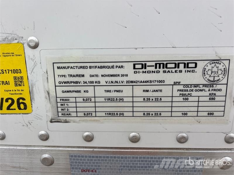 DI-MOND 53 ft x 102 in T/A Van Trailer Prikolice zabojniki