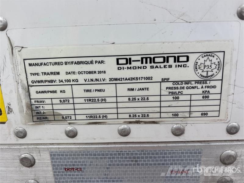 DI-MOND 53 ft x 102 in T/A Van Trailer Kapali kasa treylerler