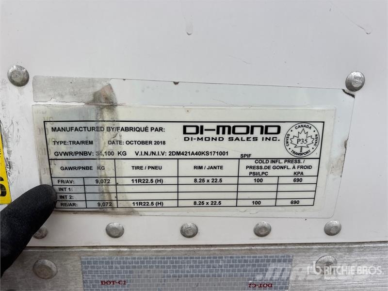 DI-MOND 53 ft x 102 in T/A Van Trailer Furgons