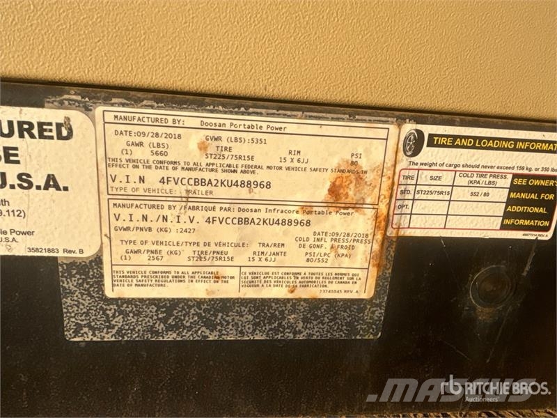 Doosan P425/HP375 Mobile Air Compressor Kompresori