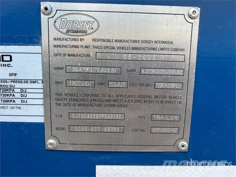 Dorsey SC40-ASY-AB386 Tri/A Container Trailer Kontejnerske prikolice