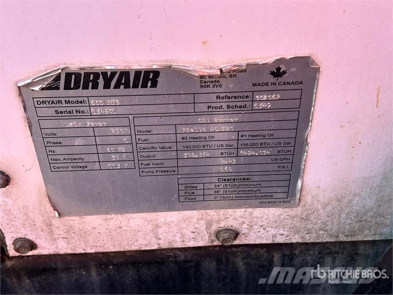 DryAir 600RTS Hydronic Heater with Generator Farm machinery