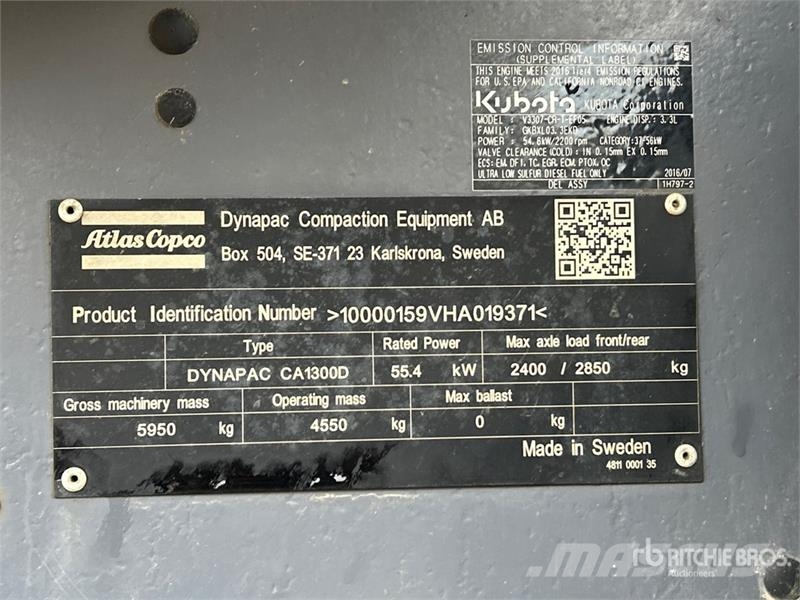 Dynapac CA1300D Smooth Drum Compactor Walzenzüge