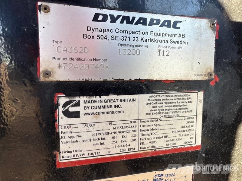 Dynapac CA362D Smooth Drum Compactor Egydobos hengerek