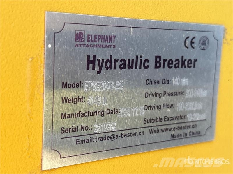  Elephant EPB2200B-EC Hydraulic Breaker - Fits 19-2 مطارق / كسارات