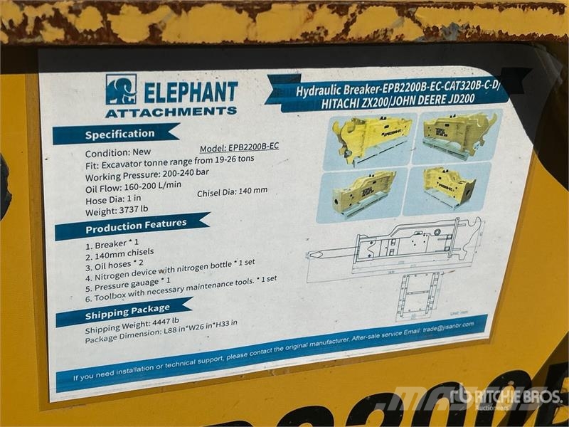  Elephant EPB2200B-EC Hydraulic Breaker - Fits 19-2 مطارق / كسارات